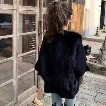Autumn Winter Imitation Fox Fur Vest Female Back Thickened Plush Velvet Jacket Tops XXL