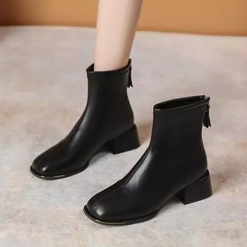 Autumn Winter Ladies Elegant Boots Back Zipper 2024 Hot Sale New Solid Color Lace-up Buckle Fashion Women Shoes Botines Mujer 34 бежевый