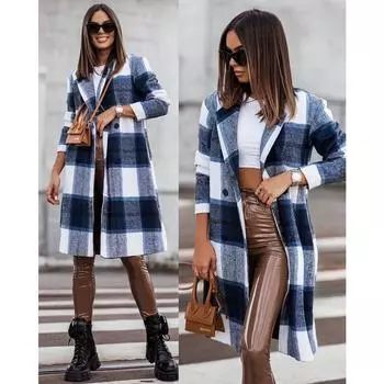 Длинное пальто осень/зима женское классическое модное шерстяное пальто повседневное свободное пальто для поездок на работу S зелёный