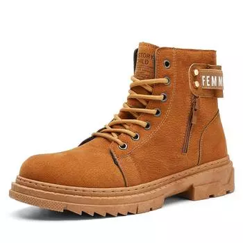 Осенне-зимние мужские ботинки для снега, белые высокие кроссовки, мужские кроссовки в стиле вестерн, повседневная обувь, качественные карманные ботинки 41 бежевый