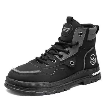 Autumn Winter Men s Ankle Boots Big Size 46 Leather Trendy Motorcycle Boots For Man Outdoor Hiking Platform Boots Man Work Shoes 39