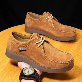 Autumn Winter Men s Casual Shoes Suede Leather Work Shoes Male Platform Business Shoes Outdoor Antiskid Walking Shoes Men Sneake 38 коричневый
