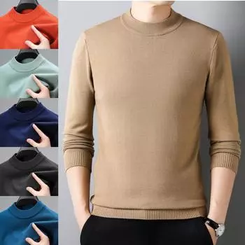 Осенне-зимний мужской полуводолазный теплый свитер повседневный однотонный мужской свитер XXXXL чёрный