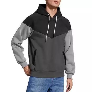 Autumn Winter Men s Hooded Sweatshirt Warm Fashionable Color Blocked Sweatshirt Men s Hooded Jacket Hoodies & Sweatshirts (men’s) M