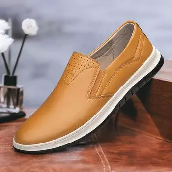 Autumn Winter Mens Loafers Comfy Leather Casual Shoes Handmade Moccasins Male Comfortable Driving Shoes Sneakers Warm Plush Fur 37