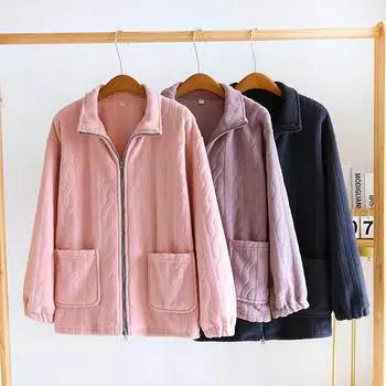 Осень/Зима Новая Парная Утепленная Фланелевая Пижама Мужская и Женская Молния Слитный Верх Ветрозащитная Домашняя Меховая Пижама M