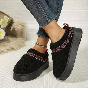 Autumn Winter New Lace Ethnic Style Fashion Snow Boots Plus Size Women s Women s Shoes Thickened Cotton Shoes 36-37