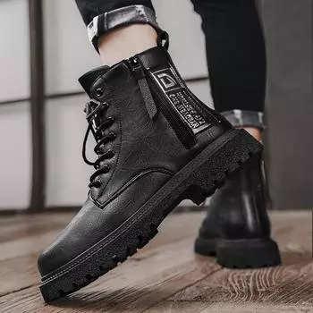 Autumn Winter New Men Casual Boots For Man Boots Brand Side Zipper outdoor Durable outsole Men Shoes Warm Snow Shoes 38