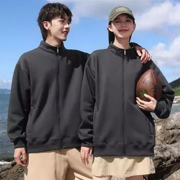 Autumn/Winter Pearl Series Fleece Stand Collar Sweater, Casual Cardigan Zipper Long Sleeved Couple Clothes,Trendy Brand Unisex S красный