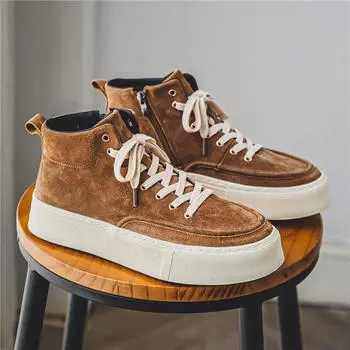 Осенне-зимние кроссовки на платформе из парусины для мужчин, модная повседневная парусиновая обувь, высокие кроссовки для мужчин в стиле хип-хоп, вулканизированная обувь для скейтбординга 39