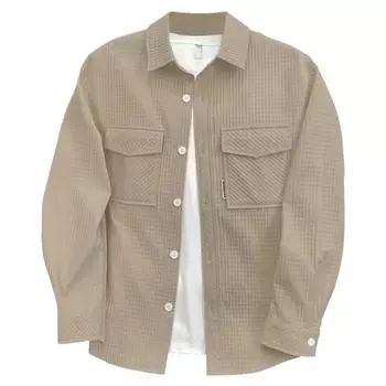 Осенне-зимняя рубашка, куртка мужская с длинным рукавом, на пуговицах, рабочая одежда, повседневная, свободная, однотонная, тонкие куртки, пальто M