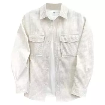 Осенне-зимняя рубашка, куртка мужская с длинным рукавом, на пуговицах, рабочая одежда, повседневная рубашка, свободная, однотонная, тонкие куртки, пальто M