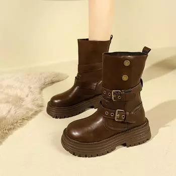 Autumn Winter Solid Color New Boots for Woman Non-slip 2024 High Quality Fashion Outdoors Female Ankle Boots Botines Mujer 35 чёрный