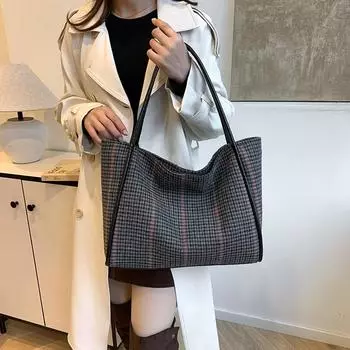 Осенне-зимняя винтажная клетчатая большая вместительная усовершенствованная легкая удобная уникальная сумка через плечо