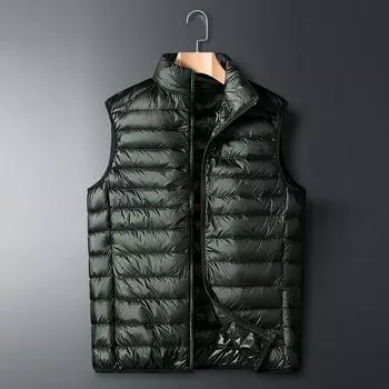 Autumn Winter White Duck Down Winter Couple Vest Sleeveless Puffer Jacket Stand Collar Warm Down Coats Big Size XS