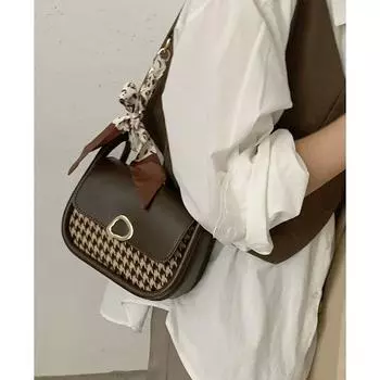 Осенне-зимняя женская сумка, новая тенденция моды, винтажная сумка под мышкой, универсальная сумка через плечо с узором «гусиная лапка» (20cm<Max Length<30cm)