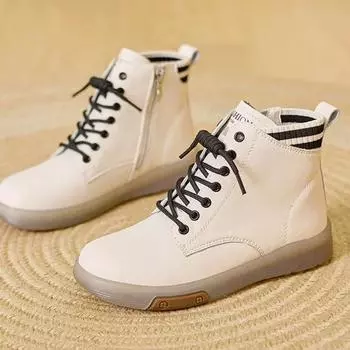 Осенне-зимние женские ботинки 2024 года, мягкие женские ботинки на плоской подошве, удобные теплые женские зимние ботинки, обувь для женщин Zapatos Mujer 35 бежевый