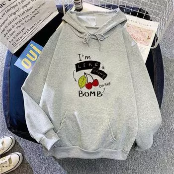 Autumn Winter Women s Loose Hooded Hoodie Top Ladies Pattern Print Casual Fleece Sweatshirt for Couple S белый