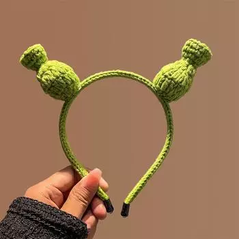 Autumn/Winter Wool Knitted Frog Headband & Hairpin: Cute Cartoon Design for Girls