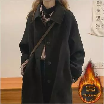 Autumn/Winter Woolen Coat: Hepburn-Inspired, Versatile Mid-Length Hong Kong Style for Women L