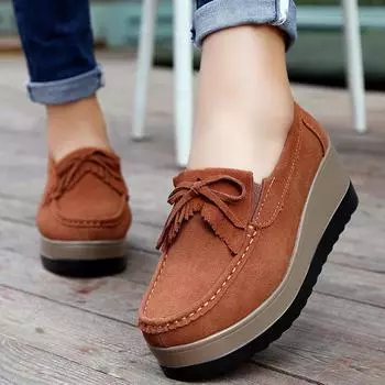 Autumn women platform shoes leather suede plush slip on sneakers chaussure femme tassel fringe loafers moccasins women shoes rty 4 красный
