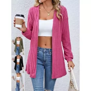 Autumn Women s Long Loose Casual Solid Color Jackets Top S