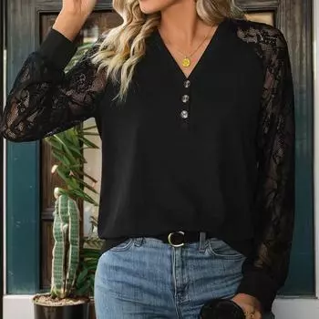 Autumn Women s Long-sleeved Black Sweatshirt Casual S чёрный