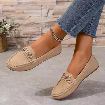 Autumn Women s New Flats Shoes Solid color soft soled Round Toe Ladies Casual Flat Comfortable Loafers Zapatillas Mujer 2024 36 белый