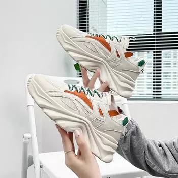 Autumn Women s New Thick-soled Dad Shoes Fashionable And Versatile Non-slip Solid Color Women s Shoes Casual Running Shoes 35 чёрный