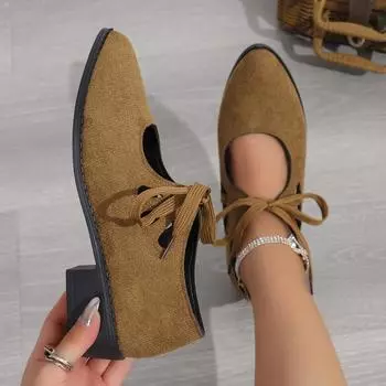 Осенние женские туфли с острым носком и неглубоким каблуком, новые туфли Rtero на толстом каблуке для женщин, туфли-лодочки, женская повседневная обувь 36 чёрный