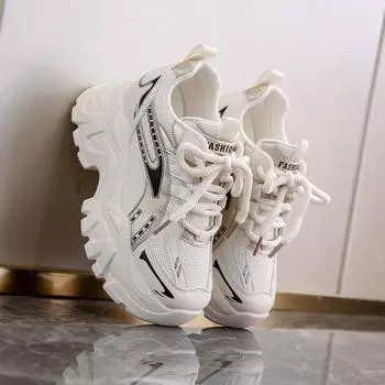 Autumn women s shoes new mesh heightening sports shoes small popular thick-soled dad shoes 35