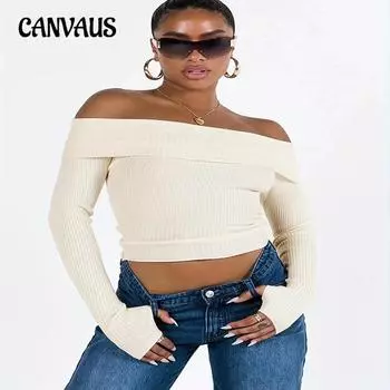 Осенний женский свитер Sexy Hottie One Neck Long Sleeve Knitwear S белый