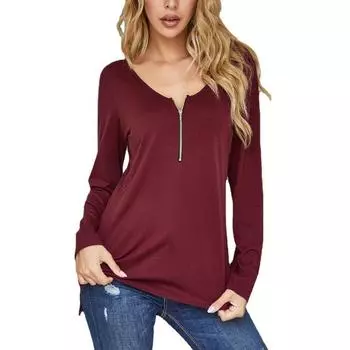 Осенняя женская футболка с открытой спиной и перекрестной молнией на груди, модный топ с длинным рукавом S чёрный