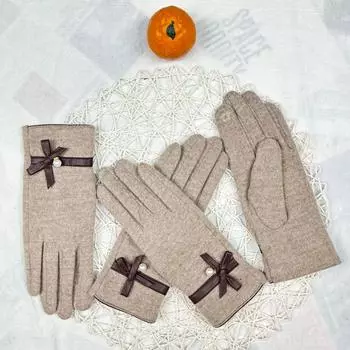 Autumn Women S Velvet Gloves Touch Screen Warm Cycling Gloves Fashion Bow Gloves Cold-Proof And Comfortable хаки