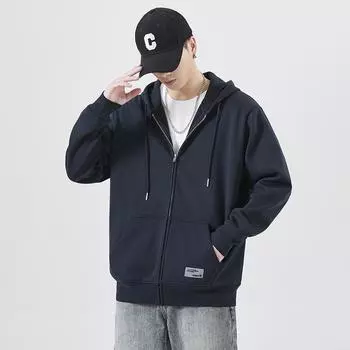 Осенний свитер на молнии для мужчин с капюшоном большого размера, осенне-зимний мужской повседневный кардиган, спортивная куртка, модный бренд S