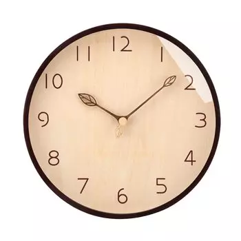 AUTVIVID Wall Wood Continuous Second Solid Diameter Analog Wall Easy to Large Home Room Decoration Clock, Grain, Hand, Quiet, Wood, 30cm, Natural,
