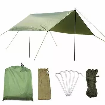 AUWOO водонепроницаемый брезент легкий тент солнцезащитный укрытие портативный тент тень кемпинг с кейсом для хранения для людей 2-6 (Армейский Зеленый)