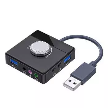 AUX для игровой гарнитуры Внешняя звуковая карта Стерео звуковая карта USB звуковой адаптер Внешняя звуковая карта чёрный