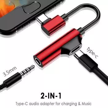 AUX Lightning USB C до 3,5 мм разъем для зарядки аудио 2 в 1 разъем для смены наушников двойной разъем для iphone 11 12 Huawei Xiaomi Mi Note 7 8 9 кабель типа C Type-C красный