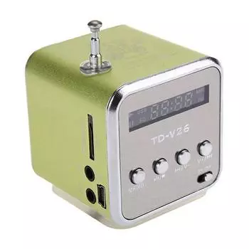 AUX TD-V26 Портативный мини-радиодинамик FM TF со звуком 1pc зелёный