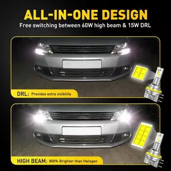 AUXITO 2 шт. H15 светодиодные лампы для фар CANBUS 6500K белые 30000LM автомобильные светодиодные фары дальнего света DRL с охлаждающим вентилятором безошибочная работа H15