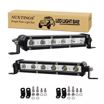 AUXTINGS 18 cm 18W Ultra Thin Single Row LED Spot Beam Light Bar Spot Flood Beam with Mounting Bracket for Ford ATV UTV SUV
