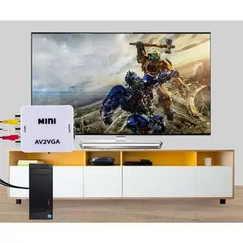 AV2VGA AV2VGA Конвертер RCA в VGA Адаптер AV в VGA для приставки/VCD/DVD/веб-камеры белый
