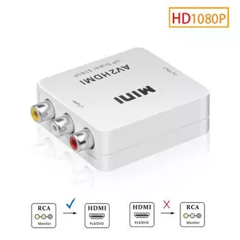 AV/RCA CVBS to HDMI-совместимый адаптер 1080P видеоконвертер Мини AV2HDMI-совместимый адаптер-конвертер для проектора HDTV белый