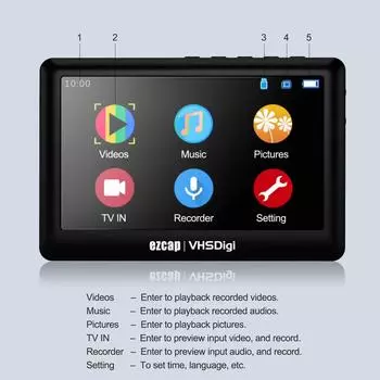 AV-рекордер, видео-аудио-захват, аналогово-цифровой преобразователь, запись видео с VHS-видеомагнитофонов, видеокамер, DVD-плееров на U-диск чёрный