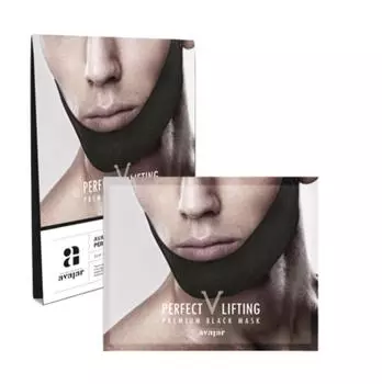 AVAJAR Perfect Lifting Premium Black Mask 5PCS (Для мужчин / для стройных / подбородочный ремешок для средства для удаления двойного подбородка / V-образная маска для похудения для лица)
