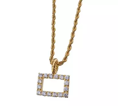 Avalent Zirconia 925 Gold Hypoallergenic to Stainless Steel Chain Included Necklace, Men s, Sparkling, Silver, Necklace, Men s Rectangle, Square,