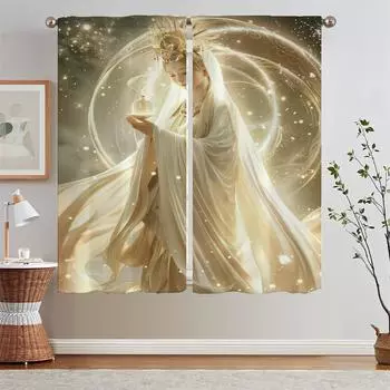 Avalokitesvara in White Clothes Blackout Curtain for Living Room Bedroom Decoration Children s Room Curtains 2 Pcs Set Blind W50xH70cmx2pcs-CL