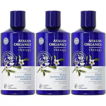 Avalon Organics Scalp Normalizing Tea Tree Mint Shampoo, 3 packs
