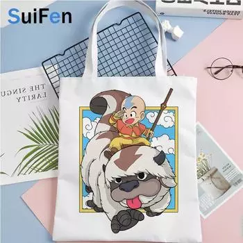 avatar la leyenda de aang сумка для покупок bolsas de tela большая сумка из джута многоразовая хлопчатобумажная сумка тканая экосумка джутовый многоразовый захват 24*26cm